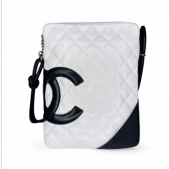 CHANEL Cambon Line White/Black CC Logo Leather Shoulder Bag - Picture 4 of 15